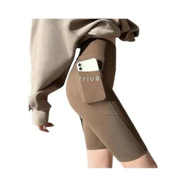 Imagem de Shorts De Yoga Femininos De Cintura Alta 2 Em 1 Para Fitness, Treino, 