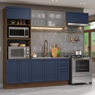 Imagem de Armário De Cozinha Completa 270 Cm Rustic-azul Vik Madesa 03 Rustic-azul