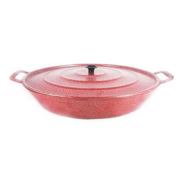 Imagem de Frigideira Panela Alça De Alumínio Fundido Craqueada 36Cm Cor Vermelho