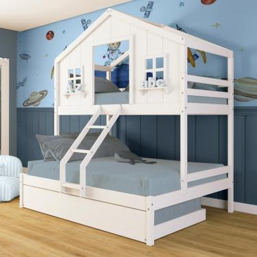 Imagem de Treliche Casal/ Solteiro Casinha Dos Sonhos Madeira Maciça Branco Megamobilia