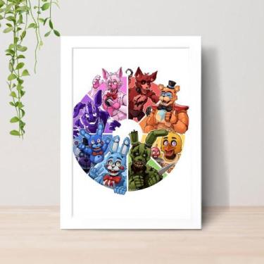 Imagem de Quadro Five Nights FNAF Filme A4 C/ Moldura e Vidro 03 Cor: Branco - L