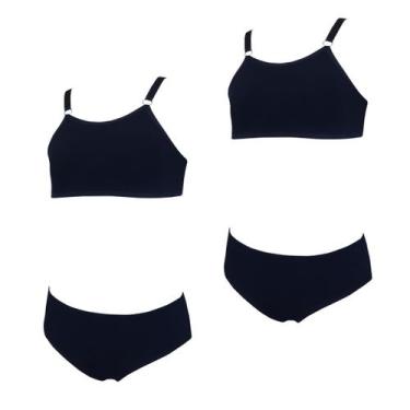 Imagem de Kit 2 Conjunto Top e Calcinha Infantil Sem Bojo - OPTE, P, Preto