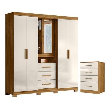 Imagem de Guarda Roupa Solteiro Eldorado E Cômoda Ms913 Freijó Off White - Moval
