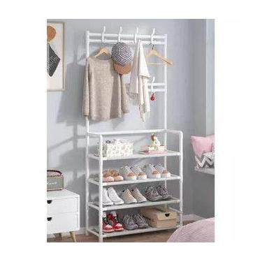 Imagem de Prateleira Organizadora Calçado Suporte Rack Gancho Pendura Guarda Sap