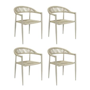 Imagem de Kit com 4 Cadeiras para Jardim em Alumínio e Corda Náutica Laguna  Cinza
