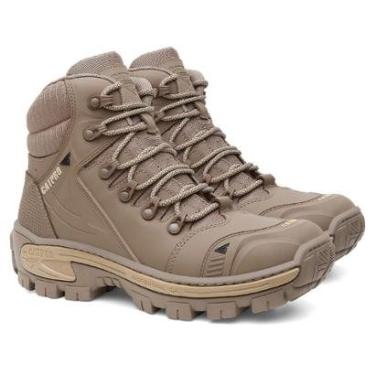 Imagem de Bota Coturno Adventure Masculina Couro Bovino CATPRO Cano Medio Reforçada Antiderrapante Resistente-Masculino