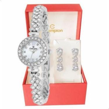 Imagem de Relógio Feminino Champion Prata Pequeno CF25536Q + Brincos-Feminino