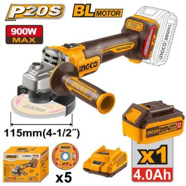 Imagem de Esmerilhadeira Angular INGCO BL Bateria 20V P20S