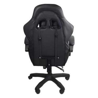 Imagem de Cadeira Gamer Ergonômica Apoio de Pés Preta Couro Reclinável - JOCENTE