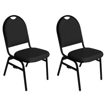 Imagem de Kit 2 Cadeiras Hoteleiras Auditório Hotel Empilhável Fixa Preta - Pethiflex