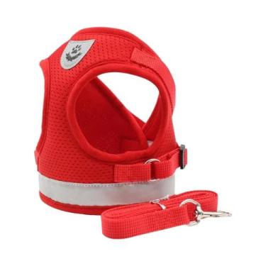 Imagem de Coleira Peitoral Ajustável Refletiva Para Gatos Com Guia, Colete De Ma