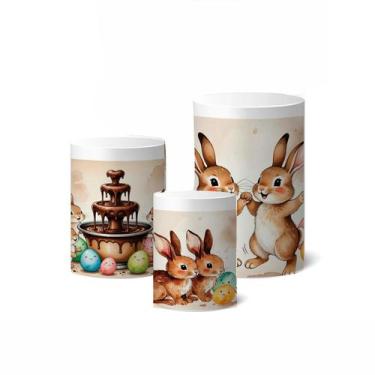 Imagem de Trio de Capas Cilíndricas Feliz Páscoa Coelho Temas Duversos - Fabrika