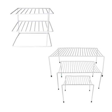 Imagem de Kit 3 Organizadores Porta Prato Prateleira Armário Cozinha - TR ARAMAD