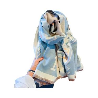 Imagem de Cachecol Feminino Grosso E Quente De Acrílico Para Inverno, Xale De Ca