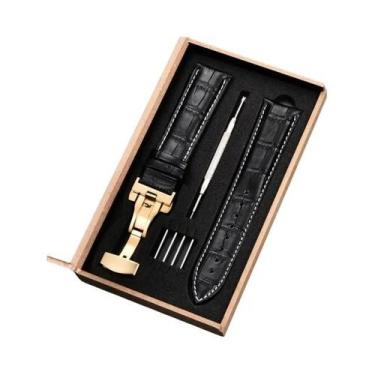 Imagem de Pulseira De Couro Para Relógio, 18mm-24mm, Fecho Borboleta De Aço Inox