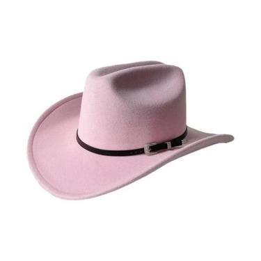 Imagem de Chapéu De Couro Vintage Estilo Western Com Aba Larga Cloche Sombrero P