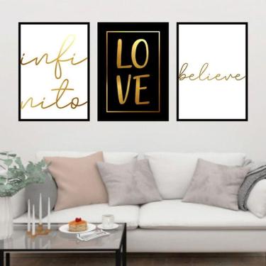 Imagem de Kit 3 Quadros Decorativos Infinito, Love, Believe