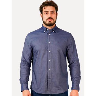 Imagem de Camisa Tommy Hilfiger Masculina Regular Core Oxford Marinho Mescla-Masculino