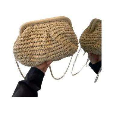Imagem de Bolsa Crossbody de Palha para Verão - Elegante e Casual, Bege