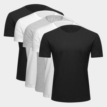 Imagem de Kit Camiseta Básica Masculina c/ 5 Peças-Masculino