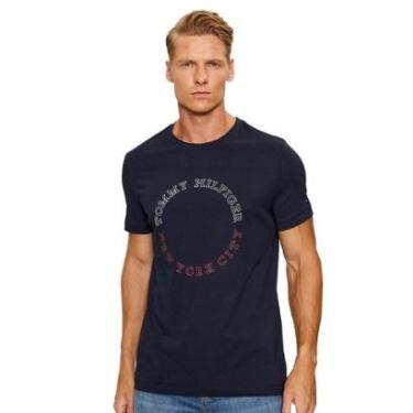 Imagem de Camiseta Tommy Hilfiger Masculina Monotype Roundle Logo Azul Marinho-Masculino