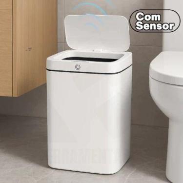 Imagem de Lixeira Automática Sensor Tampa Inteligente Cesto Balde Descarte Papel