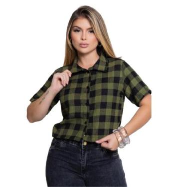 Imagem de Camisa Xadrez Feminina Festa Junina Manga Curta - - DecoShop, Verde, M