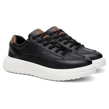 Imagem de Sapatenis Urbano Couro Premium Casual Solado Nuvem Ronco Ferraro - Preto-Masculino