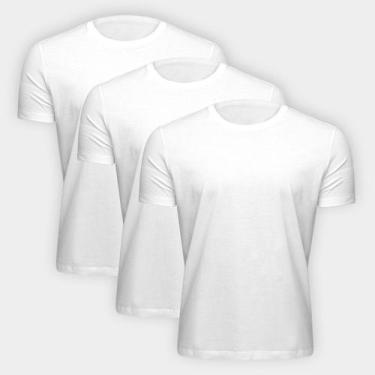 Imagem de Kit Camiseta Hering Básica Masculina - 3 Peças, Branco, P