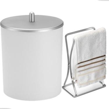 Imagem de Kit Acessorios Lavabo Lixeira Porta Toalha De Rosto Luxo Banheiro Prat