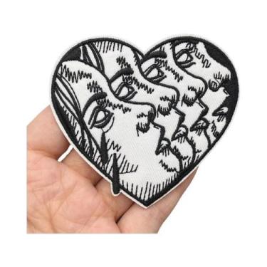 Imagem de Patches De Bordado De Caveira Punk Preto E Branco Para Roupa, Termocol