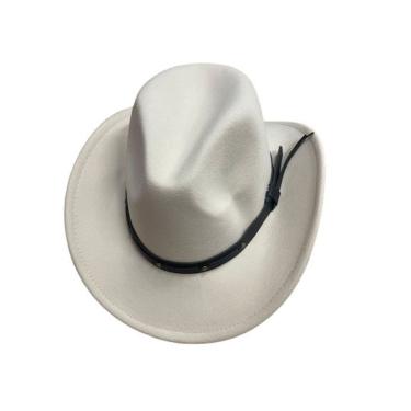 Imagem de Chapéu de Cowboy OEM Lady Jazz Caps em Algodão e Poliéster Begecl com Aba Pequena e Fita em Couro Unissex