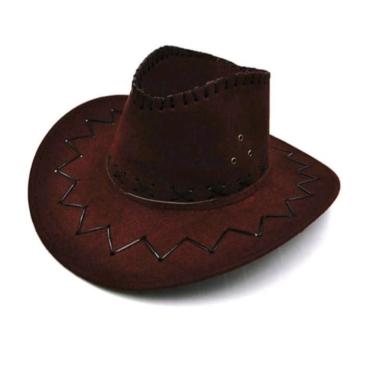 Imagem de Chapéu de Cowboy OEM Estilo Camurça em Camurça com Aba Larga 8cm Marrom Unissex
