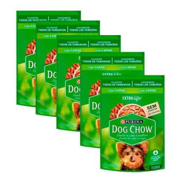 Imagem de Kit 5 Ração Úmida para Cachorro Dog Chow Filhotes Extra Life Sabor Car
