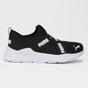 Imagem de Tênis Slip On Infantil Puma Wired Run, Preto, Branco, 33