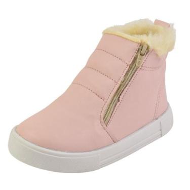 Imagem de Bota coturno tênis cano alto infantil baby menina forrada de pelúcia s
