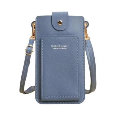 Imagem de Bolsa Feminina Crossbody de Couro Macio com Tela Sensível ao Toque, Az