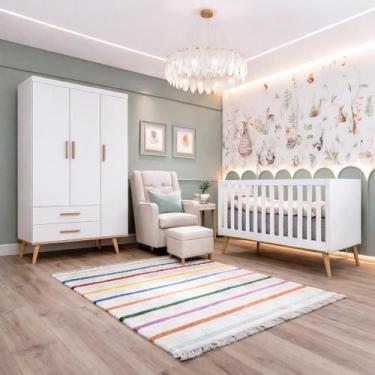 Imagem de Conjunto Quarto Bebê Retrô Berço 3Em1 Ludmila Guarda Roupa 3 Portas 10