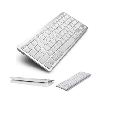 Imagem de Mini Teclado Bluetooth sem Fio para e Prata - EXBOM