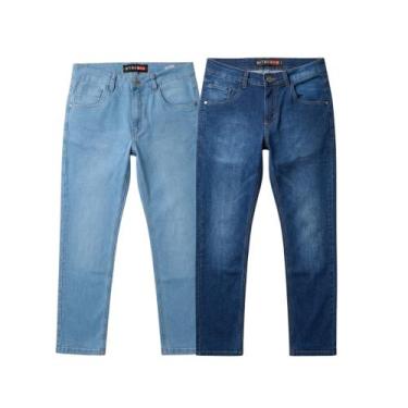 Imagem de Kit Calça Jeans Skinny Masculina 2 Unidades Azul Claro E Escuro - ZZ, 