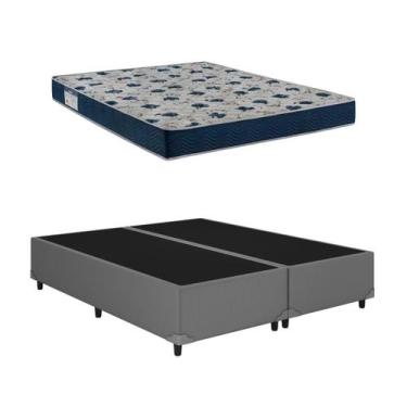 Imagem de Cama Base Box Casal Bipartido Cinza Colchão ISO 60 D28 - Ortobom - Alt