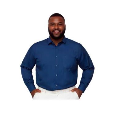 Imagem de Camisa Social LBL Masculina Plus Size Manga Longa Com Bolso Extra Gran