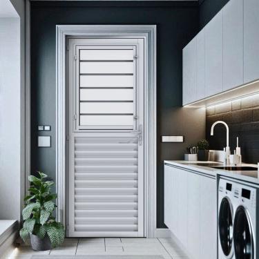Imagem de Porta de Aluminio com Postigo 210x85cm Laminada Branco