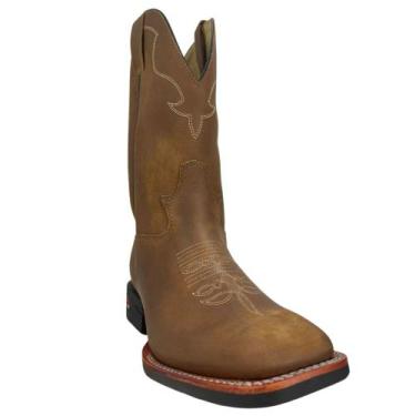 Imagem de Bota Texana Masculina Jácomo Bico Quadrado Couro Crazy Amendoa Ref. 29