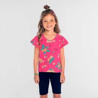 Imagem de Conjunto Infantil Menina Roupa Bermuda Short Camiseta Verão - Rovitex 