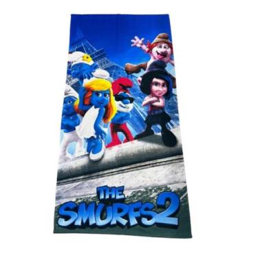 Imagem de Toalha De Banho Infantil Personagens 1,40m - KGG, Smurfs