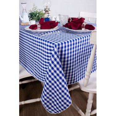 Imagem de Toalha de Mesa Quadrada em Oxford Xadrez Azul Royal, 1,50 x 1,50