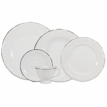Imagem de Aparelho de Jantar Pomerode Prata 30 Peças Porcelana Acabamento Liso para Uso Diário Branco Schmidt