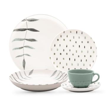 Imagem de Aparelho de Jantar 20 Peças Flat Samambaia em Porcelana Resistente a Micro-ondas e Lava-louças Oxford