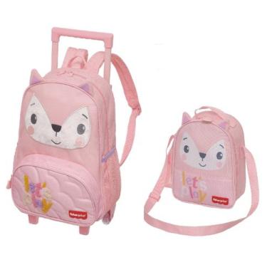 Imagem de Kit Mochila Rodinhas Com Alças Lancheira Térmica Fun Time Fisher Price